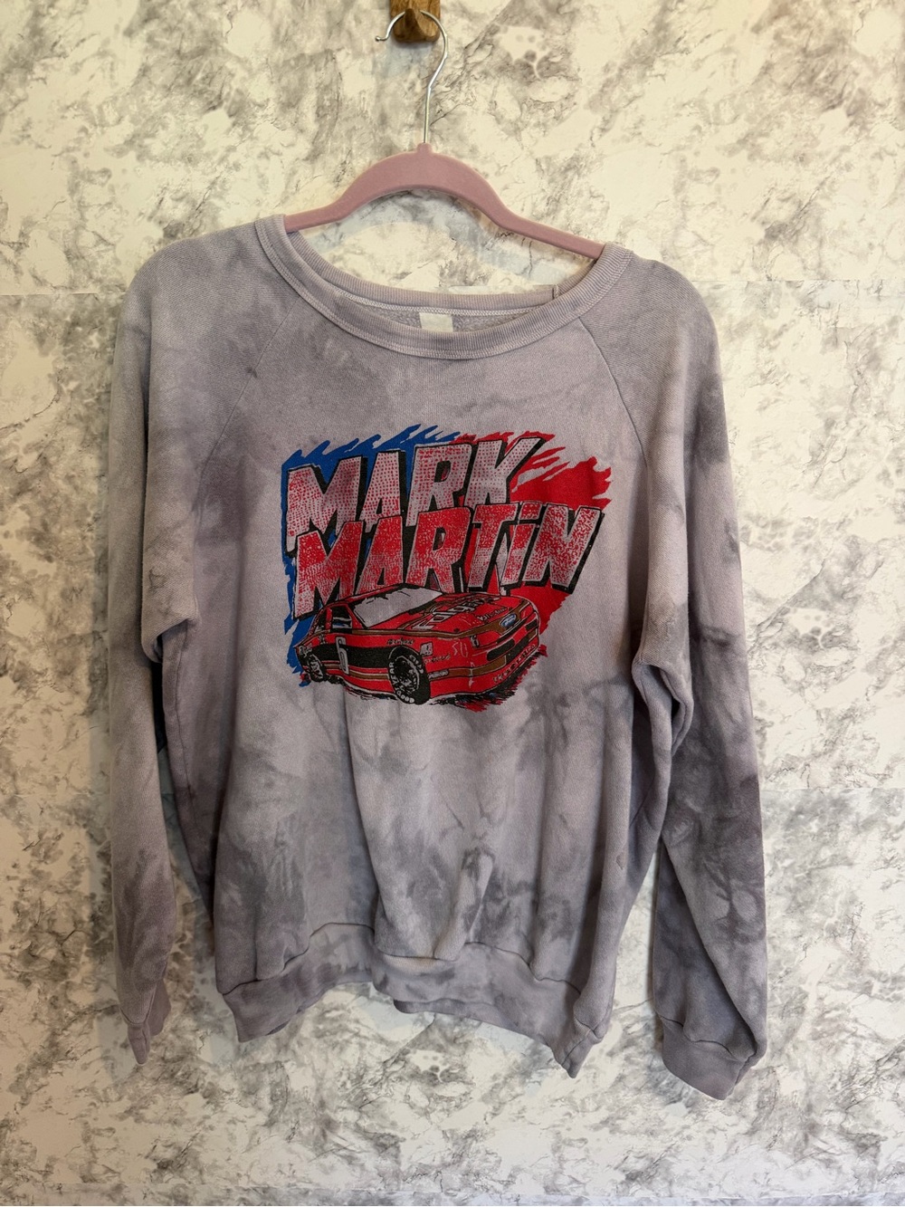 Mark Martin NASCAR vintage Gray Tie-Dye Crewneck Sweater